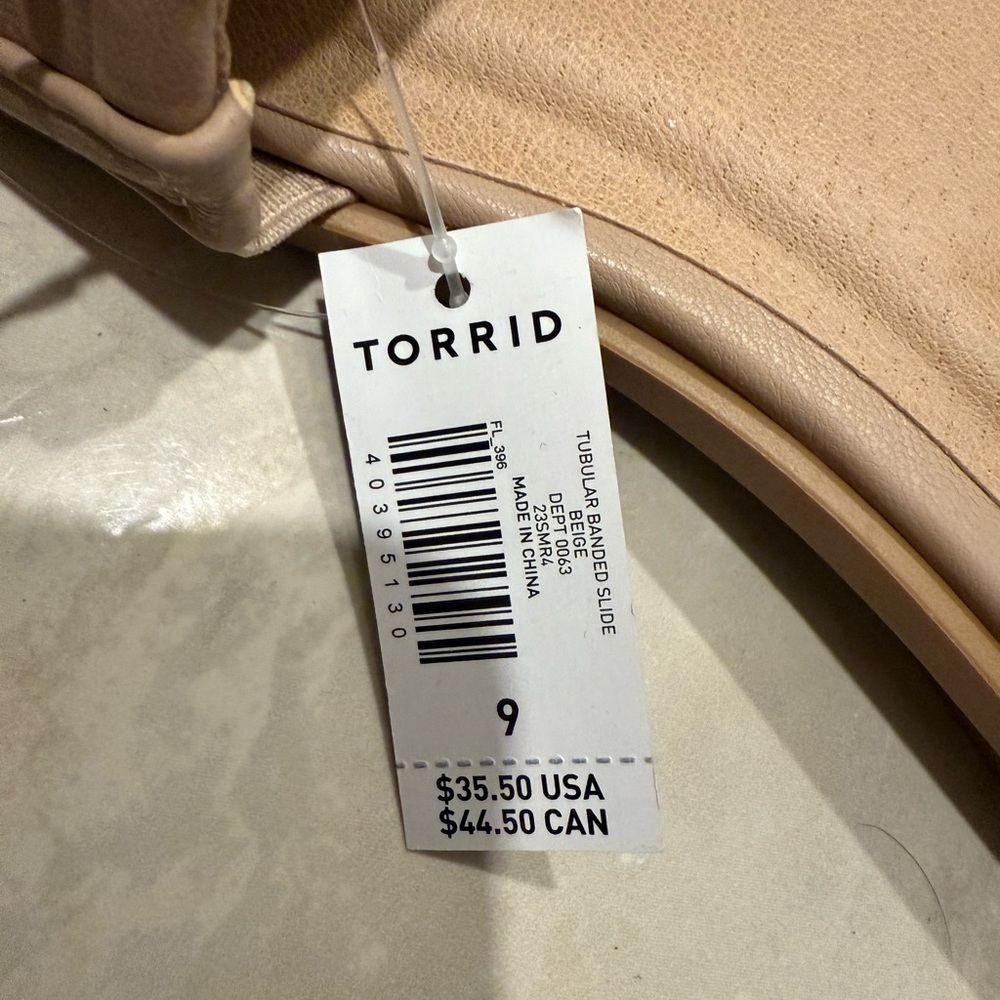 Torrid Beige Ribbed Slide Sandals - Picture 4 of 9